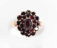 Rotgold Damenring Granat Tracht Russ. 585 – 14kt Stern Blume Kranz, Gr. 54