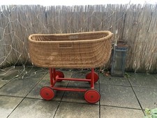 Korb Kinder-Stubenwagen alt stabile Rollen L90 B50 H65 Hochwertig gebaut