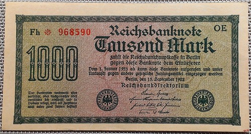 1000 mark reichsbanknote 1922 - reichsbanknote,