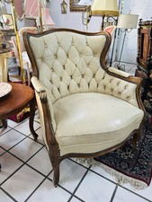 Barock Stuhl Sessel Antik Ohrensessel Kaminsessel Chippendale Chesterfield Creme
