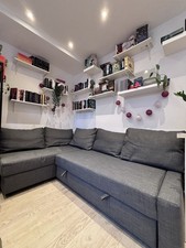 Eckbettsofa mit Bettkasten 204x140cm inkl. 6 Kissen L-förmig