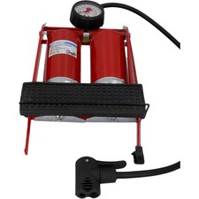 Fußluftpumpe FISCHER Doppelzylinder mit Manometer Auto/Dunlop/Sclaverand-Ventil