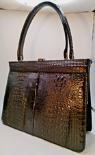 Handtasche ECHT KROKODIL LEDER  (mit IRV-Plombe) Vintage 60/70er Jahre Schwarz