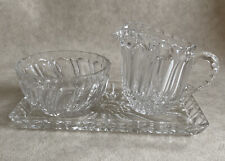 Kaffeeset: Tablett, Zuckerdose und Milchkännchen, Kristallglas 3 Teile 