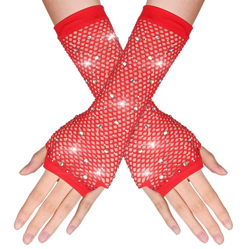 Netzhandschuhe rot lange - netzhandschuhe,
