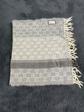 Gucci Vintage Herren Schal Grau Beige Wollmischung Made In Italy Vintage