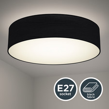 Deckenleuchte Stoff Textilschirm Wohnzimmer Deckenlampe Schlafzimmer schwarz E27