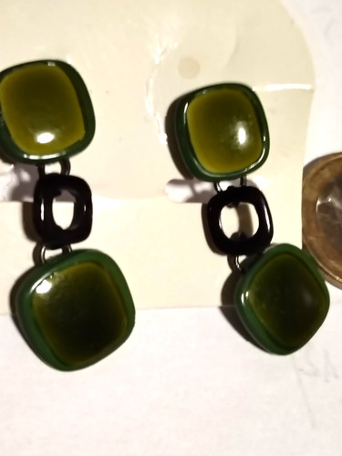 Ohrstecker schwarz grün retro - ohrstecker,