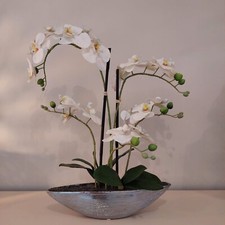 Kunst-Pflanze Orchidee im Keramik Topf Kunstblume Orchid Tisch Deko Kunstblume