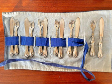 WMF VERSILBERTES FISCHBESTECK FÜR 6 PERSONEN  JUGENDSTIL  STRAUßMARKE & W WAPPEN