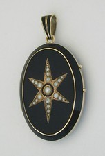 BIEDERMEIER MEDAILLON PERLE/SCHWARZE EMAILLE Wert EUR 1998,-