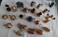 Messing Zinn, Metall,  Miniaturen konvolut Vasen, Leuchter, Musik Instrumente...