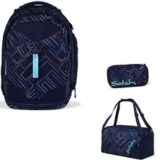 Schulrucksack Set Satch Match Purple Laser 3tlg. Sporttasche und Schlamperbox