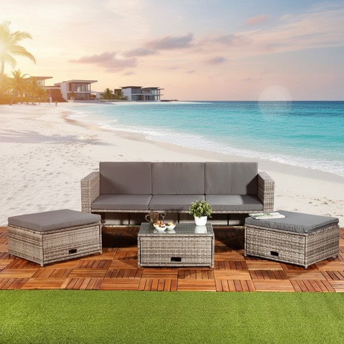 Sitzgruppe grau polyrattan - sitzgruppe,