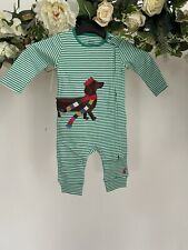 Joules Winfield Weihnachts Strampler Alter 3-6 & 18-24 Monate grün gestreift Wurst Hund