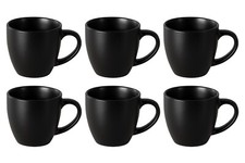 Kaffeetassen 6er Set Kaffeebecher Tasse mit Henkel Steingut Schwarz Matt 220 ml
