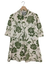 ZARA Hemd-Bluse Damen Bluse Gr. DE 38 grün-creme Casual-Look