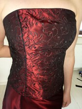 ! Abendkleid ! Gr. 34 / S ! 2 Teile ! Rock + Corsage ! weinrot ! inkl. Stola !