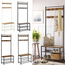 Garderobenständer Kleiderständer mit Schuhablagen Schuhregal + Sitzfläche 175cm