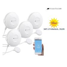VisorTech 4er-Set WLAN-Wassermelder, externer Sensor, App