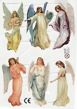 # GLANZBILDER # dänischer Reprobogen, 6 hübsche nostalgische Engel mit GLIMMER #