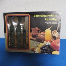 ?Besteckgarnitur? 24-teilig?Edelstahl rostfrei mit Holzgriffen Holz Vintage 