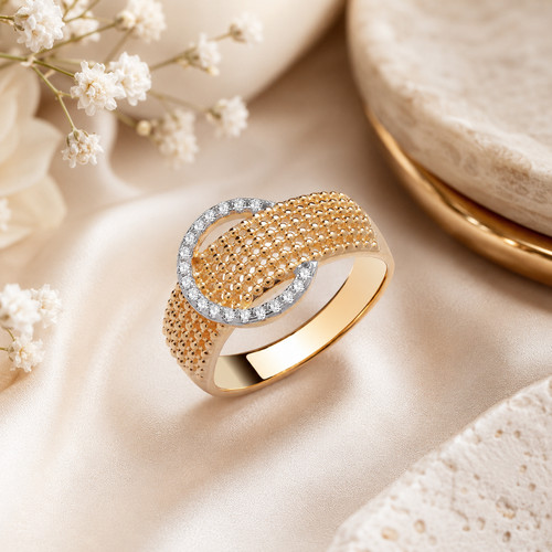 Gelbgold schnallenring pavé - schnallenring,