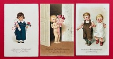 3 x Glückwunsch AK GEBURTSTAG 1930 Kinder mit Blumen    ( 150246