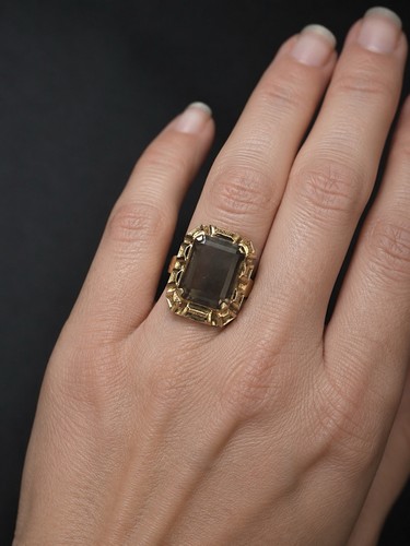 Vintage rauchquarz ring aus - rauchquarz,