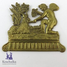 Antikes Bronze Relief "Engel und Ziegenbock" um 1910/20 (12886EB)