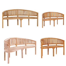 Bananenbank Gartenbank  Parkbank Balkonbank Sitzbank Gartenmöbel Massivholz Teak