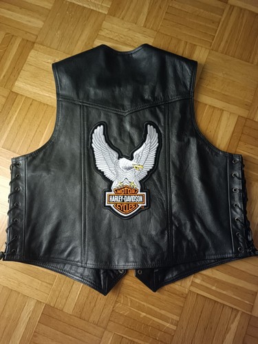 Lederweste mit harley davidson - lederweste,