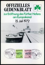 BRD GEDENKBLATT 1972 FÜRTH ERÖFFNUNG HAFEN EUORPAKANAL EUROPA CEPT ub23