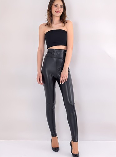 Damen high waist kunstleder - waist,