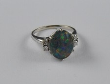 Weißgold Opal Dublette 4x Diamant Brillant 0.12 Ct 585 gold Neu wertig