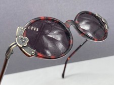 Silhouette Sonnenbrille Damen Rund Oval Rot Schwarz Blume Metall 90er Vintage