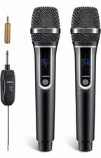 2 x JAMELO Drahtlose Mikrofone Dual UHF Handmikrofon Dynamisches Mikrofonsystem