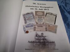 Historische Wertpapiere , Jubiläums  Katalog  '12 , Auktionshaus  Gutowski , B 2