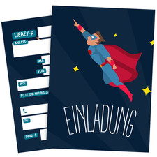 8 Einladungskarten Kindergeburtstag Superheld - Einladung Jungen & Mädchen #87