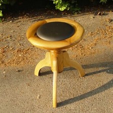Klavierhocker/Buche/Nussbaum/neu gepolstert/Leder/top restauriert