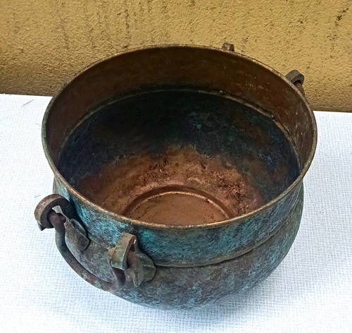 Kupfer kessel rund mit - kessel, patina