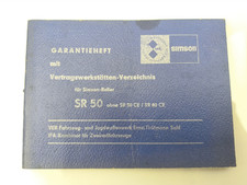 Simson SR50 B4 Original DDR Garantieheft Heft 08.1988 Vertragswerkstätten Roller