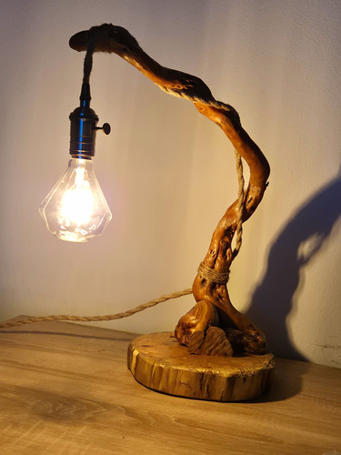 Tischlampe holz rustikal - holz,