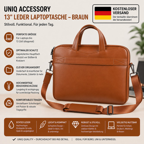 Inch leder laptoptasche - 13,