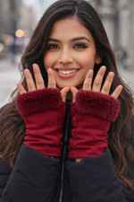 Plüsch Stulpenhandschuhe mit