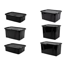 Aufbewahrungsbox schwarz mit Deckel 7-80L Kunststoffbox Regalbox Kiste Behälter