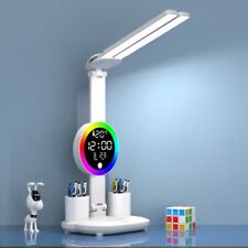 Tischlampe LED Multifunktion Uhr Ventilator RGB Licht Deko Geschenk Schreibtisch