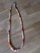 Feueropal Kette Halskette facettiert mit Mondstein u.a.. 46cm NEU