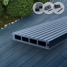 WPC Terrassendielen Komplettbausatz Hohldiele 3m-4m 3 Farben, Komplettset 6-99m²
