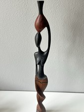 Vintage große dünne elegante afrikanische handgeschnitzte Holzfigur Frau Skulptur 